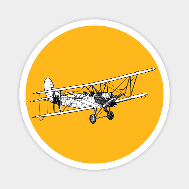 Drawing of white biplane Magnet by StefanAlfonso